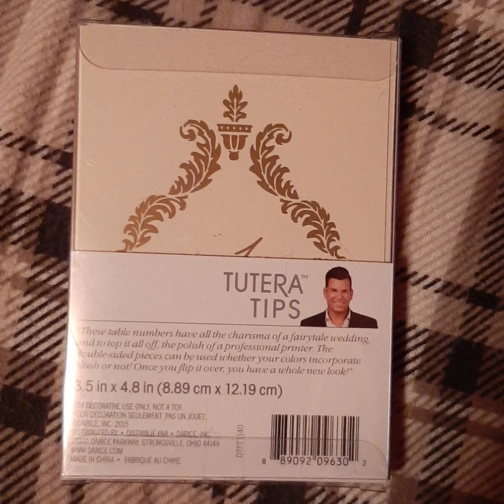 David Tutera Wedding Decor Table Number Cards Gold Tone